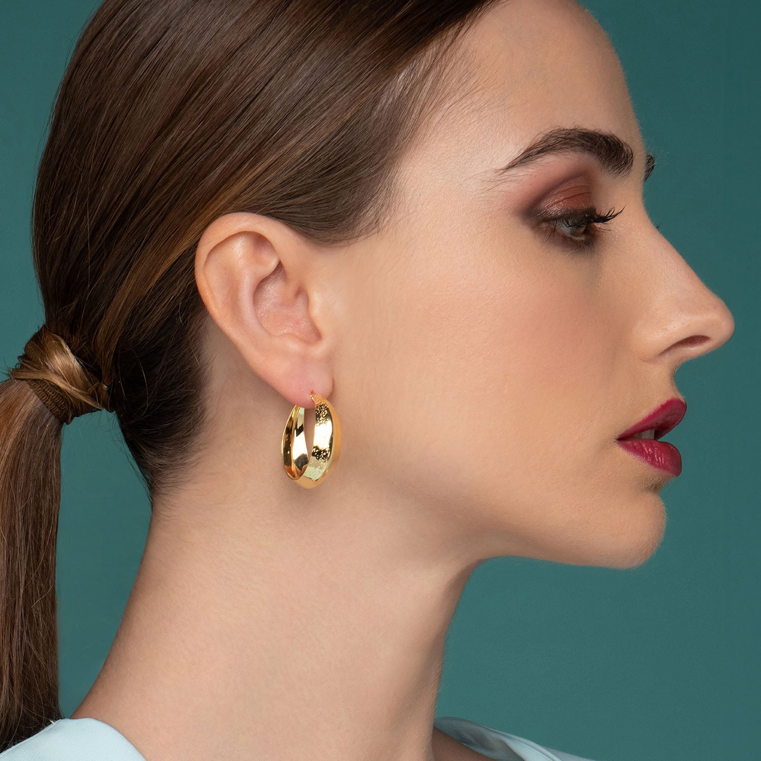 Σκουλαρίκια κρίκοι Reflections από επιχρυσωμένο ασήμι 925° Εικόνα 3