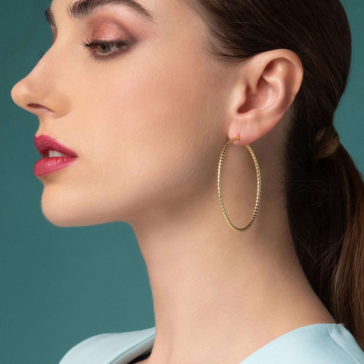 Σκουλαρίκια κρίκοι Reflections από επιχρυσωμένο ασήμι 925° Εικόνα 2