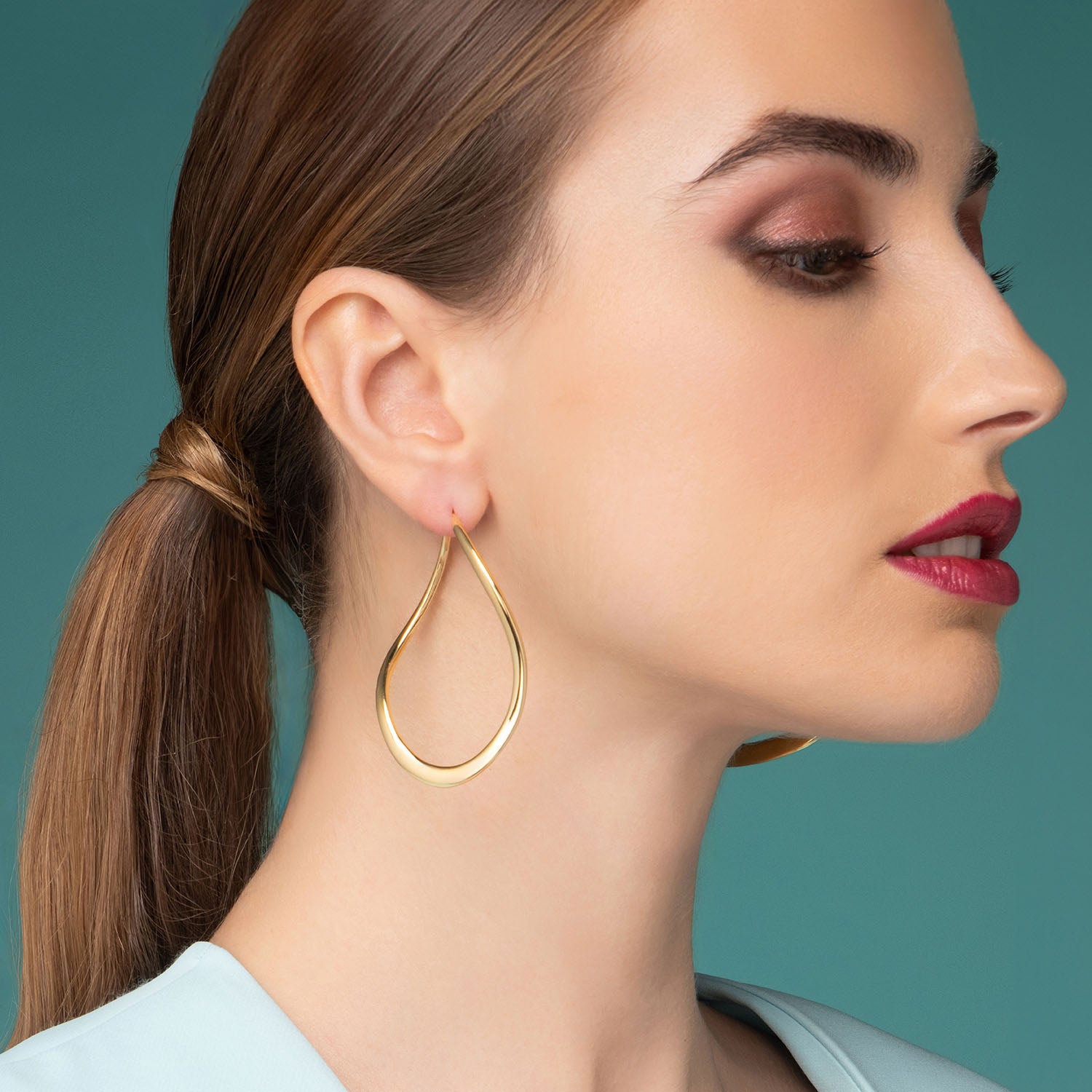 Σκουλαρίκια κρίκοι Reflections από επιχρυσωμένο ασήμι 925° Εικόνα 2