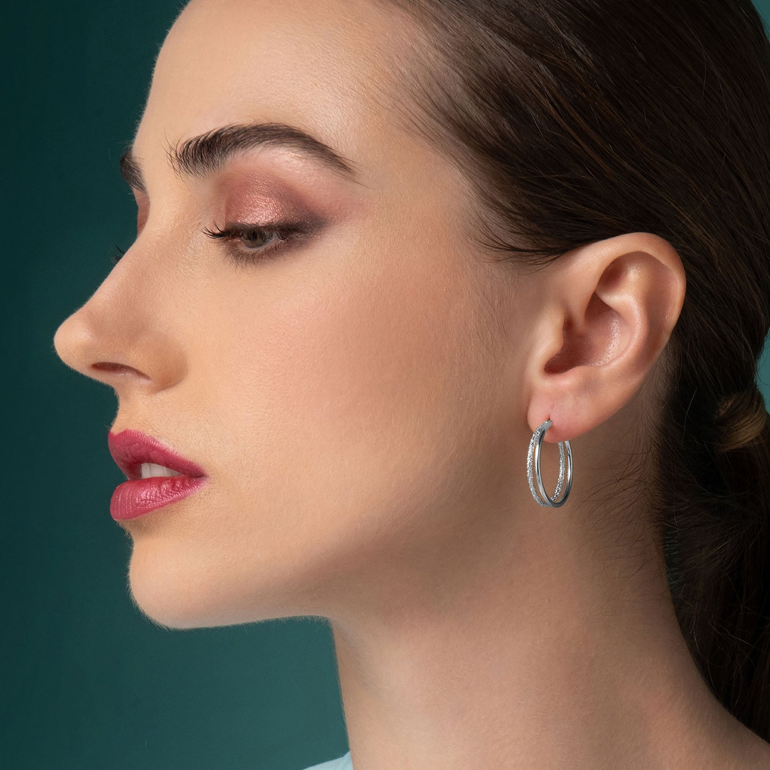 Σκουλαρίκια κρίκοι Reflections από ασήμι 925° Εικόνα 2