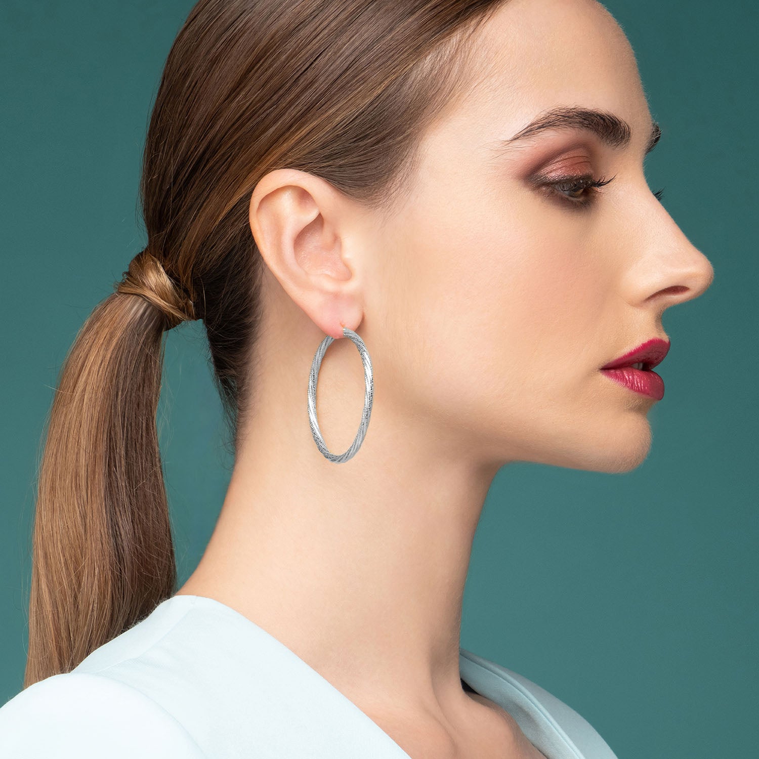 Σκουλαρίκια κρίκοι Reflections από ασήμι 925° Εικόνα 2