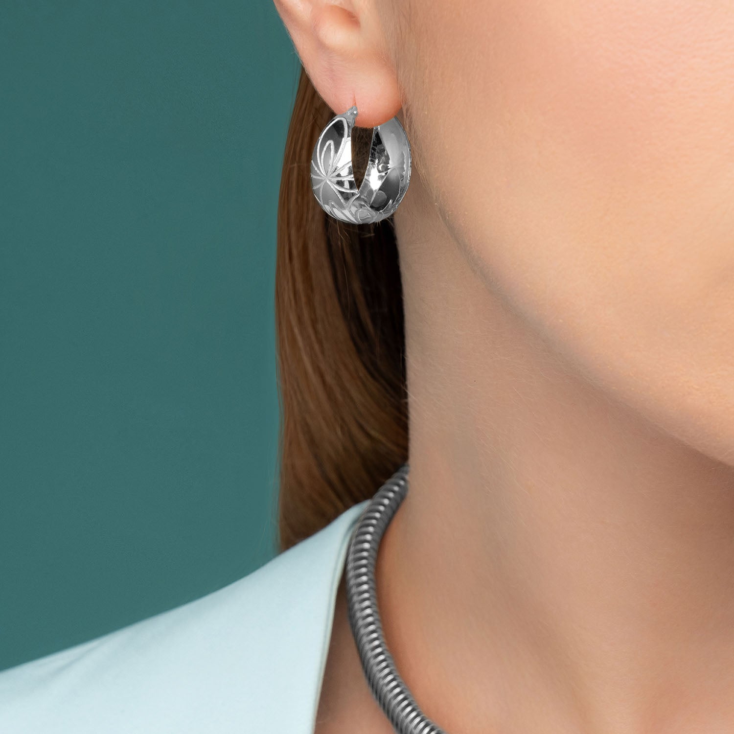 Σκουλαρίκια κρίκοι Reflections από ασήμι 925° Εικόνα 2