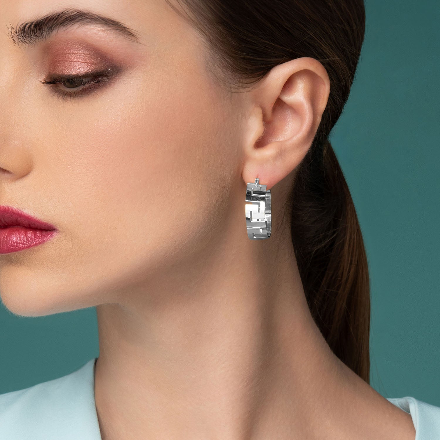 Σκουλαρίκια κρίκοι Reflections από ασήμι 925° Εικόνα 2