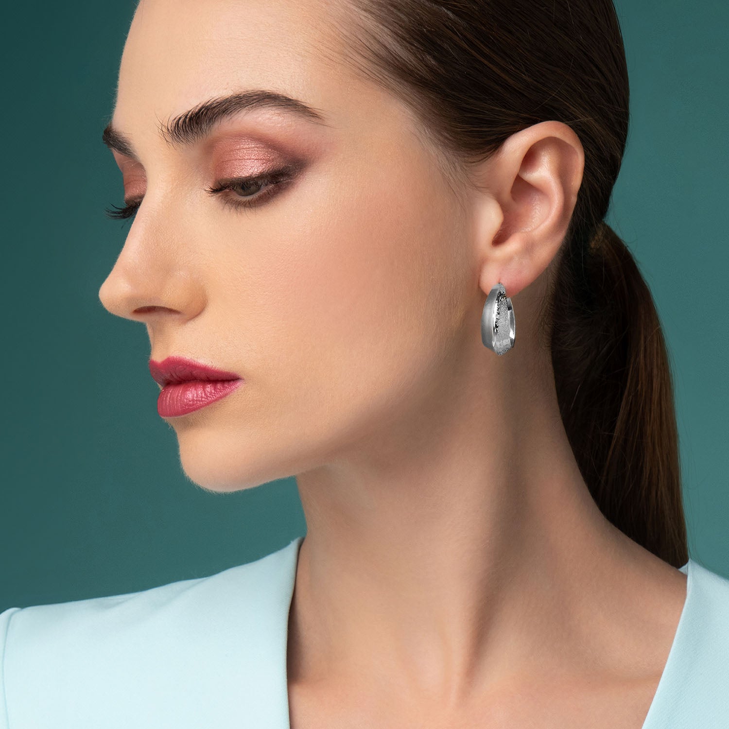 Σκουλαρίκια κρίκοι Reflections από ασήμι 925° Εικόνα 2