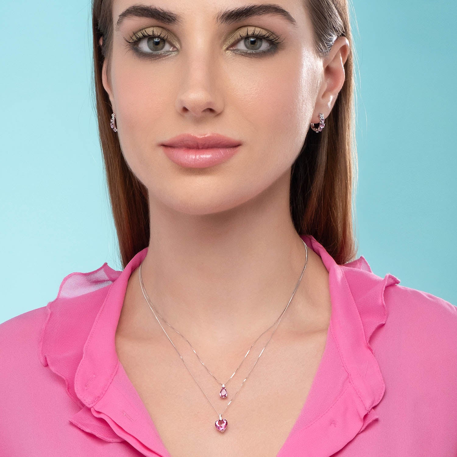 Μενταγιόν Secret Garden από λευκό χρυσό 18K με ροζ τοπάζι και διαμάντια μπριγιάν Εικόνα 3