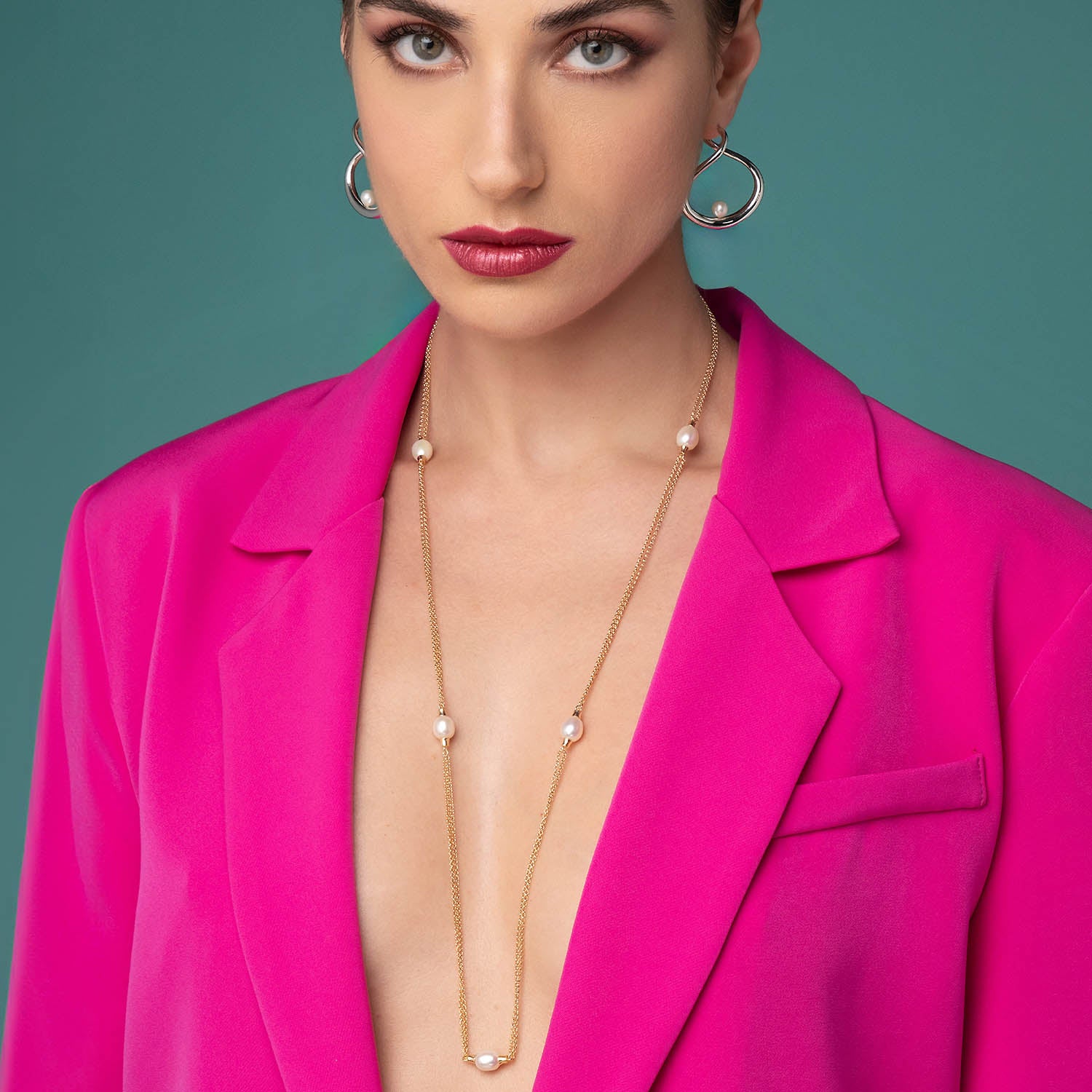 Κολιέ Skin από επιχρυσωμένο ασήμι 925° με freshwater pearls Εικόνα 2