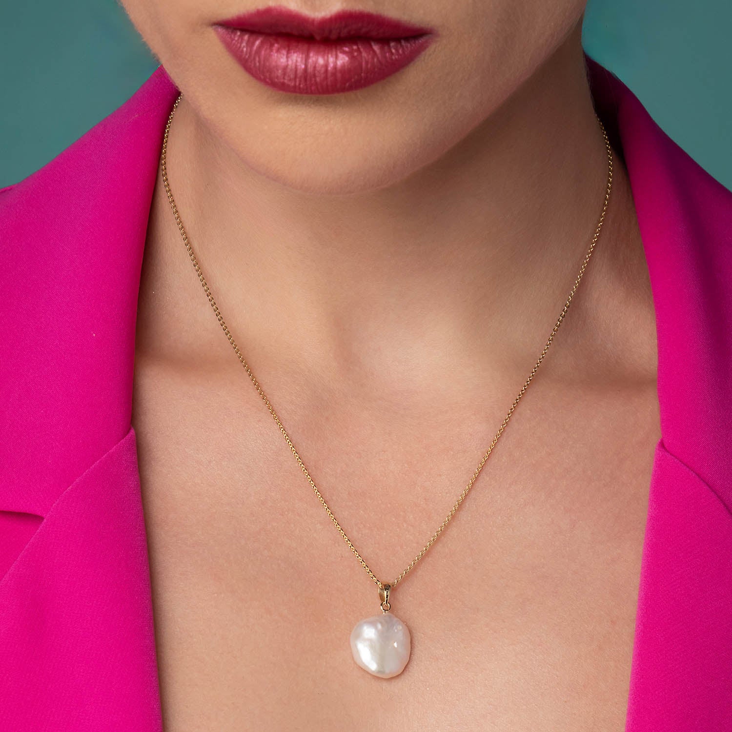 Κολιέ Pearls από επιχρυσωμένο ασήμι 925° με μαργαριτάρι μπαρόκ Εικόνα 2