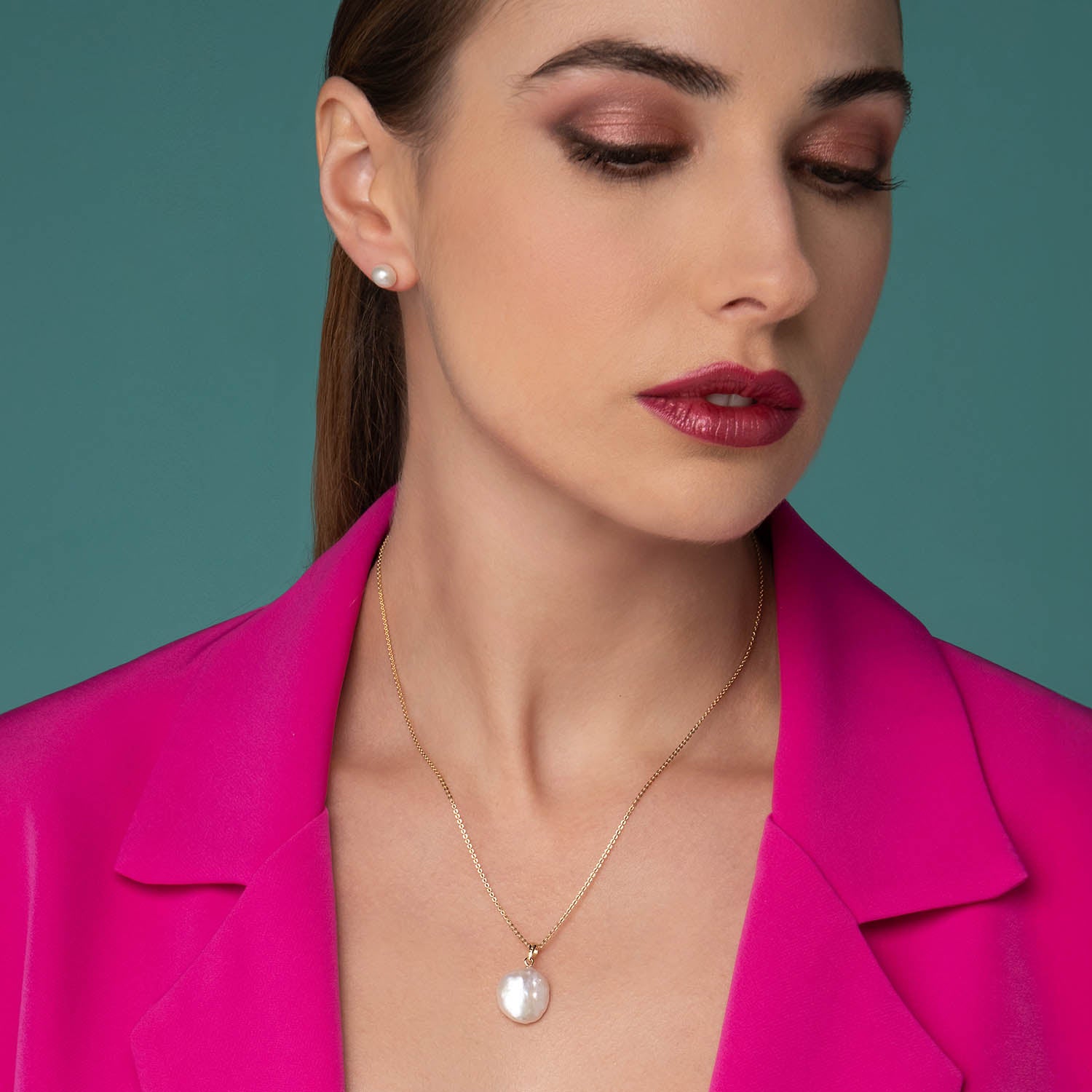 Κολιέ Pearls από επιχρυσωμένο ασήμι 925° με μαργαριτάρι μπαρόκ Εικόνα 3