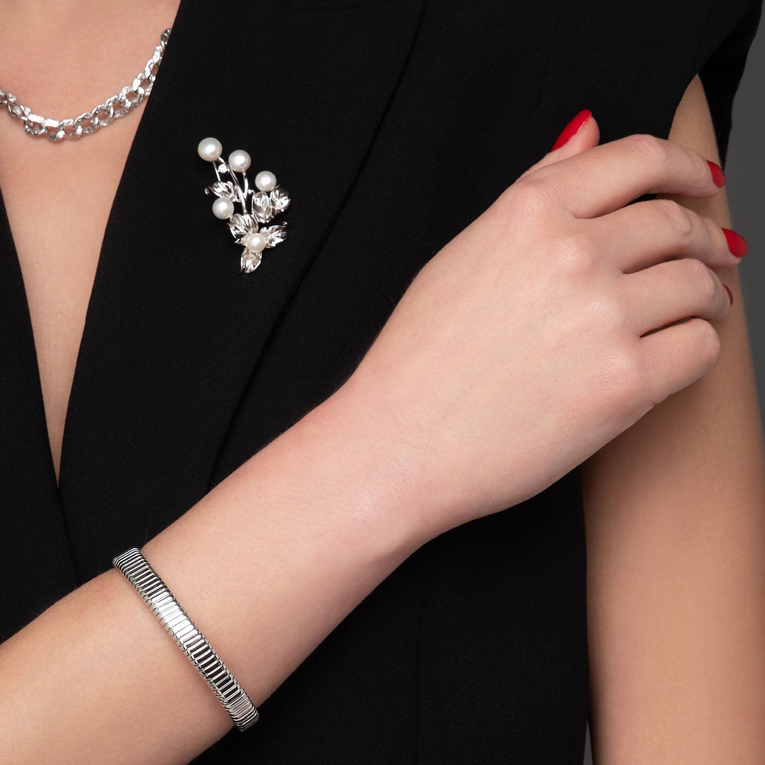 Βραχιόλι Skin από επιροδιωμένο ασήμι 925° Εικόνα 2