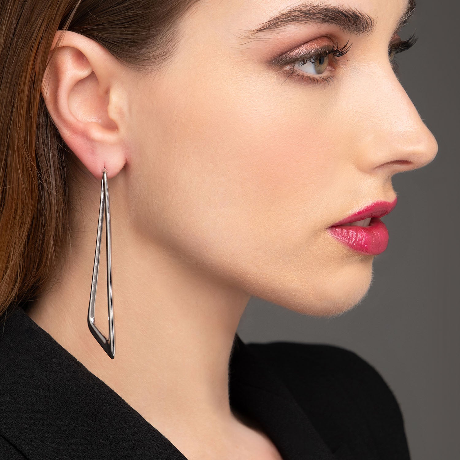 Σκουλαρίκια κρίκοι Reflections από επιροδιωμένο ασήμι 925° Εικόνα 2