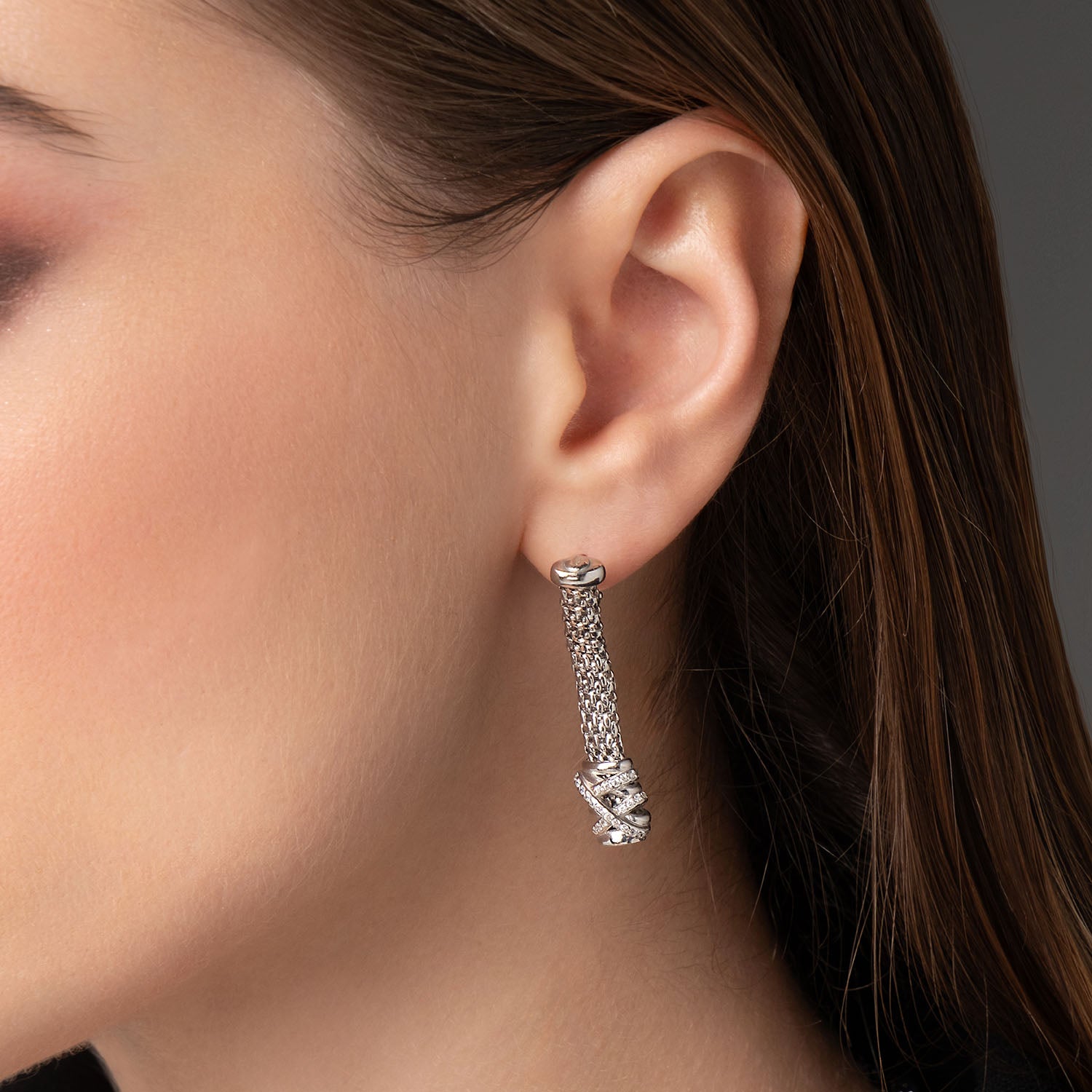 Σκουλαρίκια Skin από επιροδιωμένο ασήμι 925° με ζιργκόν Εικόνα 2