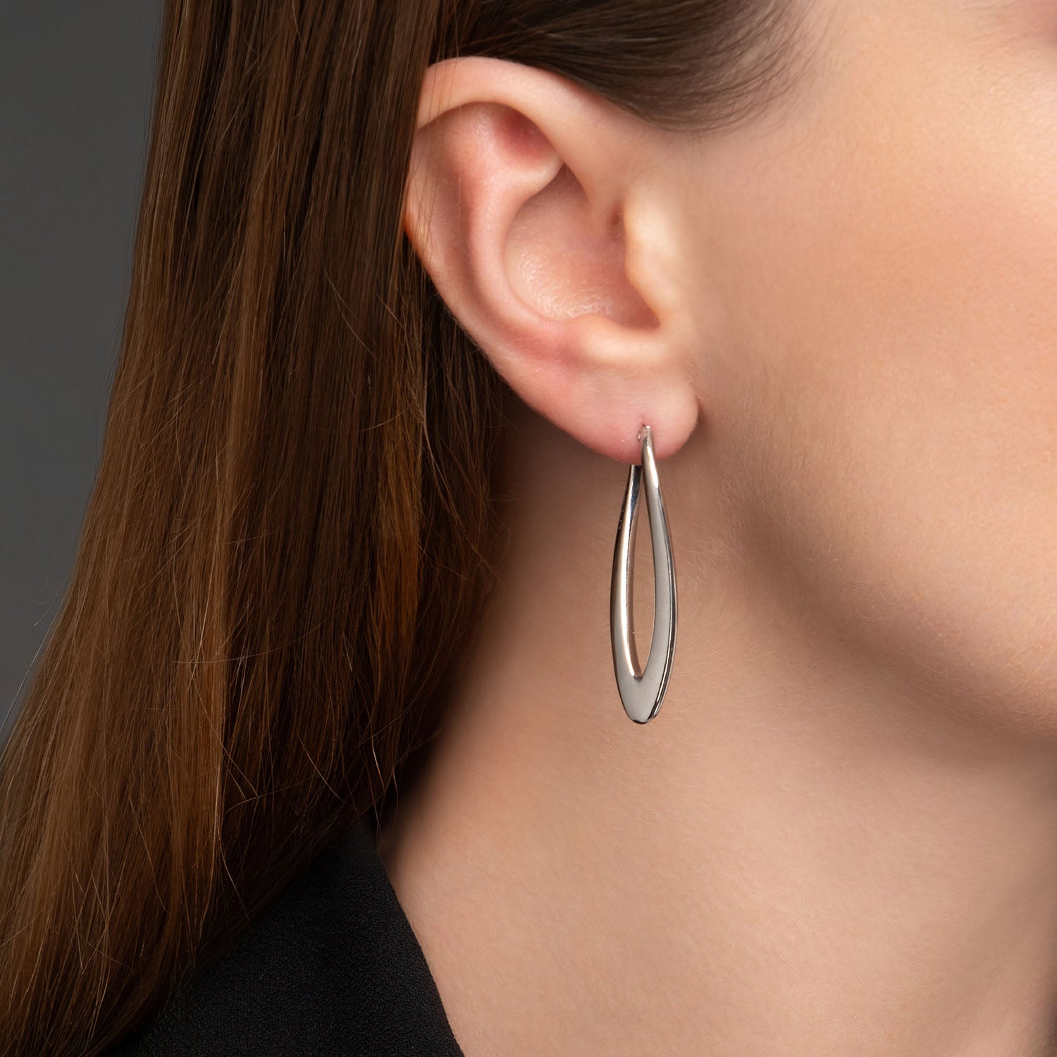 Σκουλαρίκια κρίκοι Reflections από επιροδιωμένο ασήμι 925° Εικόνα 2