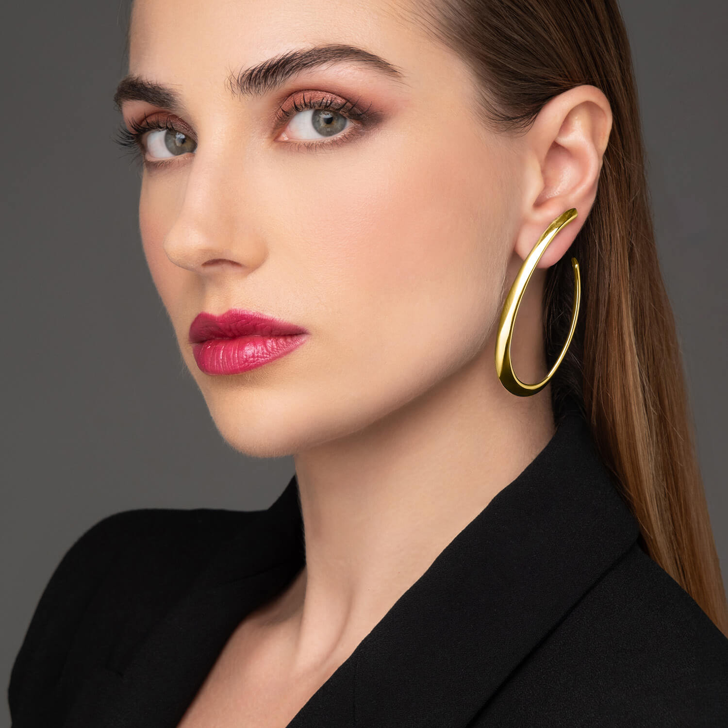 Σκουλαρίκια κρίκοι Reflections από επιχρυσωμένο ασήμι 925° Εικόνα 2