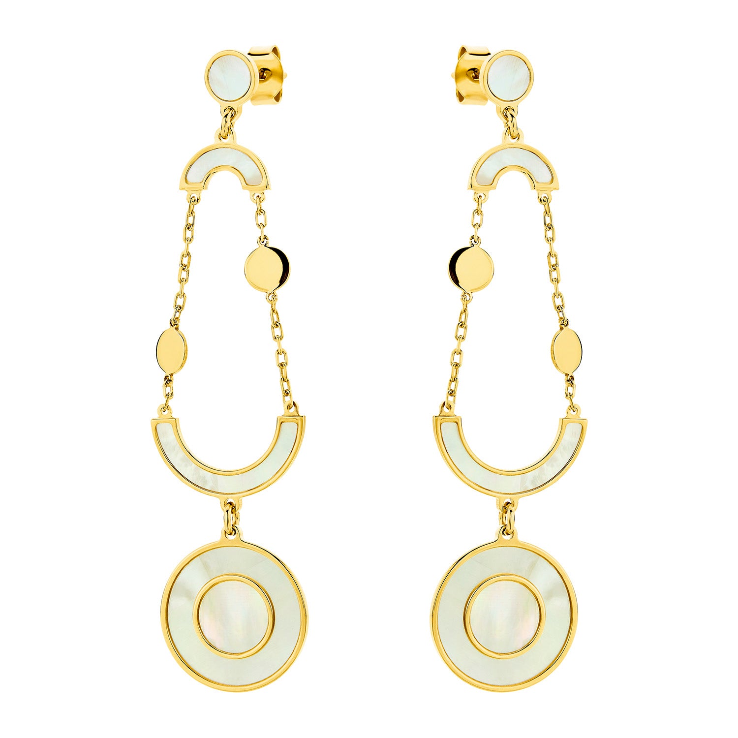 Σκουλαρίκια Geometry από επιχρυσωμένο ασήμι 925° με φίλντισι Εικόνα 1