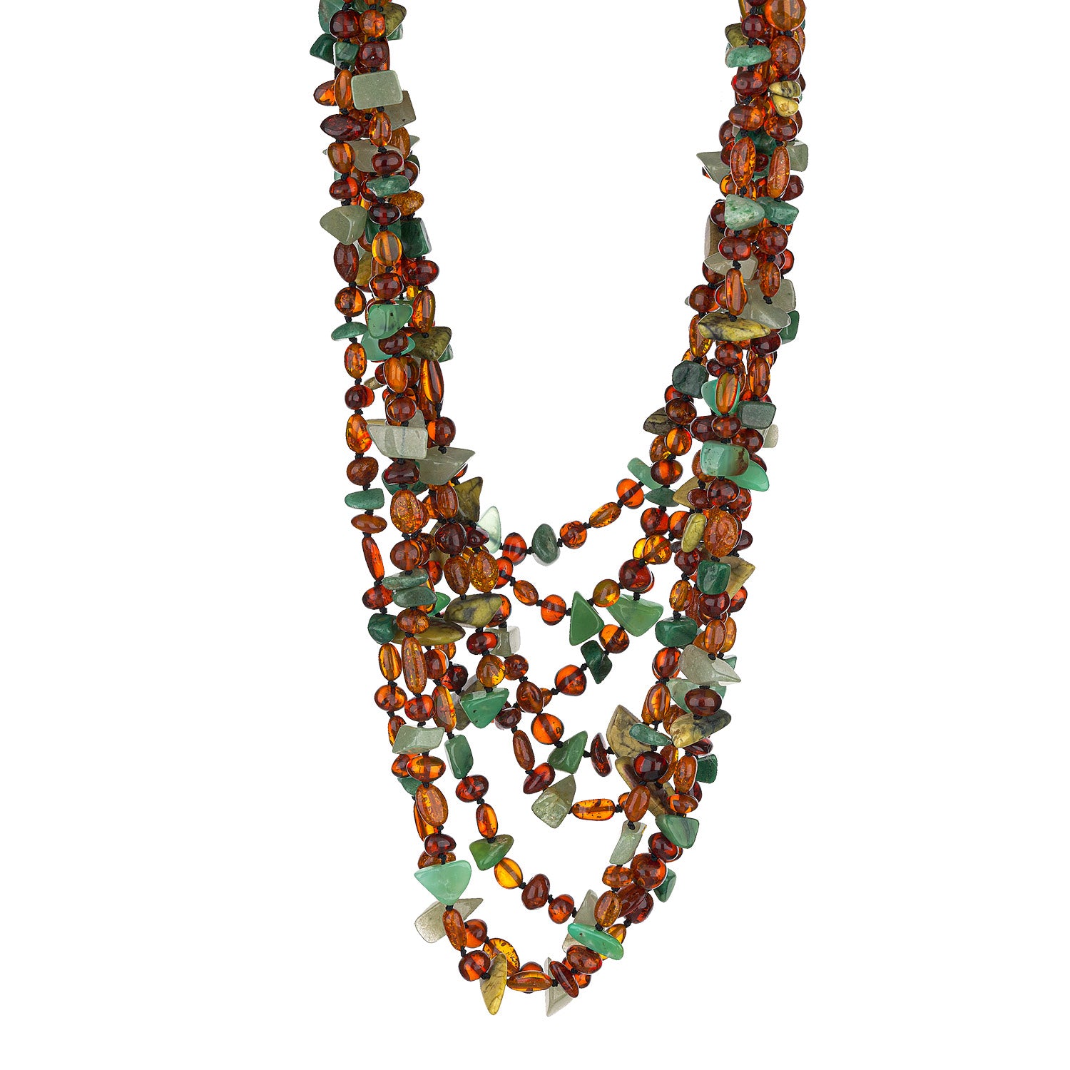 Κολιέ Rio από κεχριμπάρι, αχάτη και ημιπολύτιμους λίθους με επιχρυσωμένο ασήμι 925° Εικόνα 1