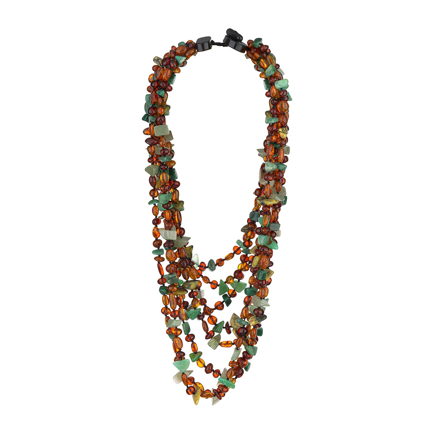 Κολιέ Rio από κεχριμπάρι, αχάτη και ημιπολύτιμους λίθους με επιχρυσωμένο ασήμι 925° Εικόνα 2