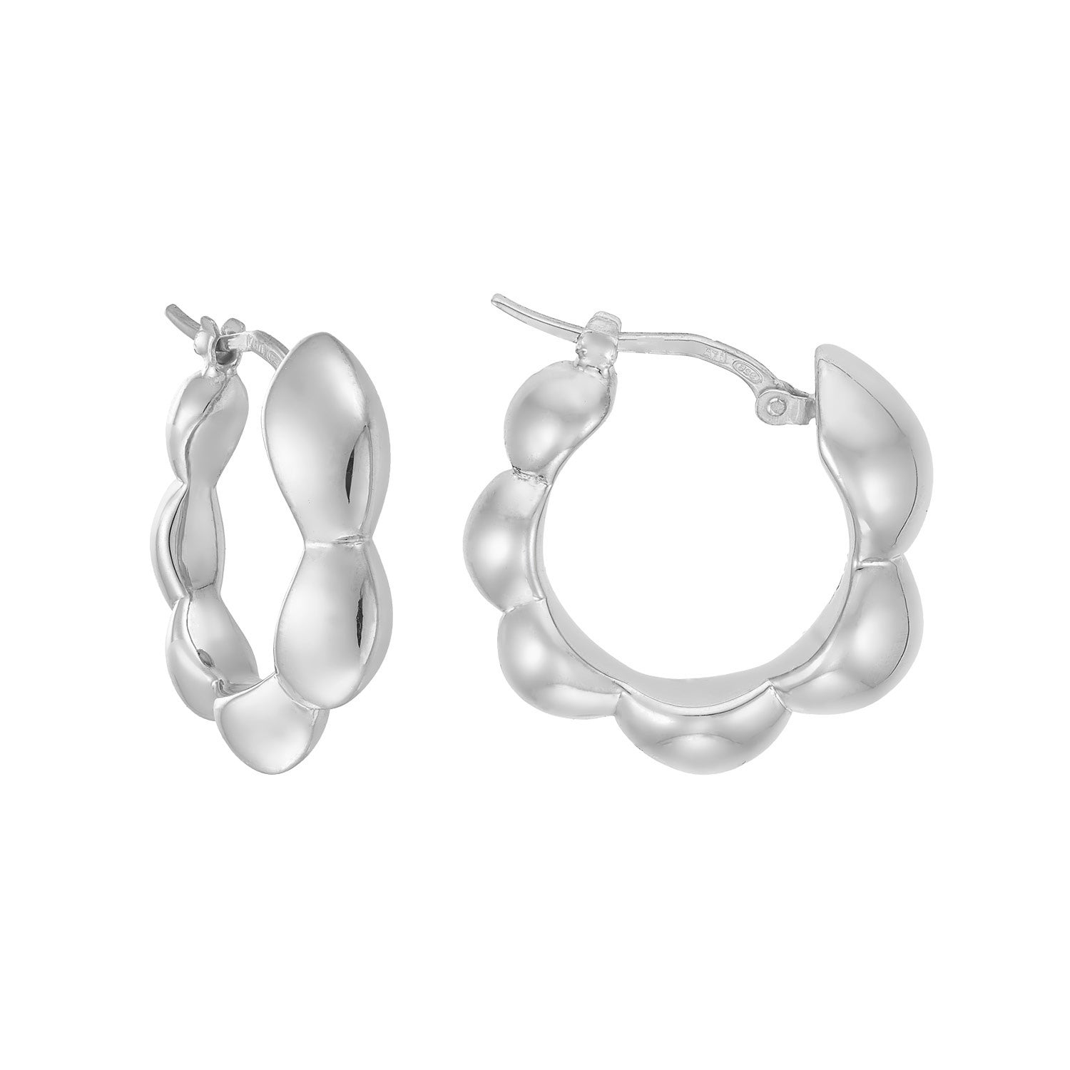 Σκουλαρίκια κρίκοι Reflections από επιροδιωμένο ασήμι 925° Εικόνα 1