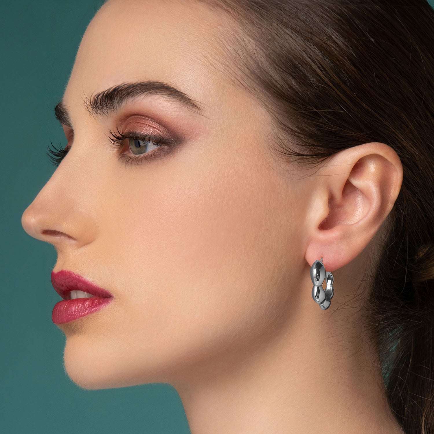 Σκουλαρίκια κρίκοι Reflections από επιροδιωμένο ασήμι 925° Εικόνα 2