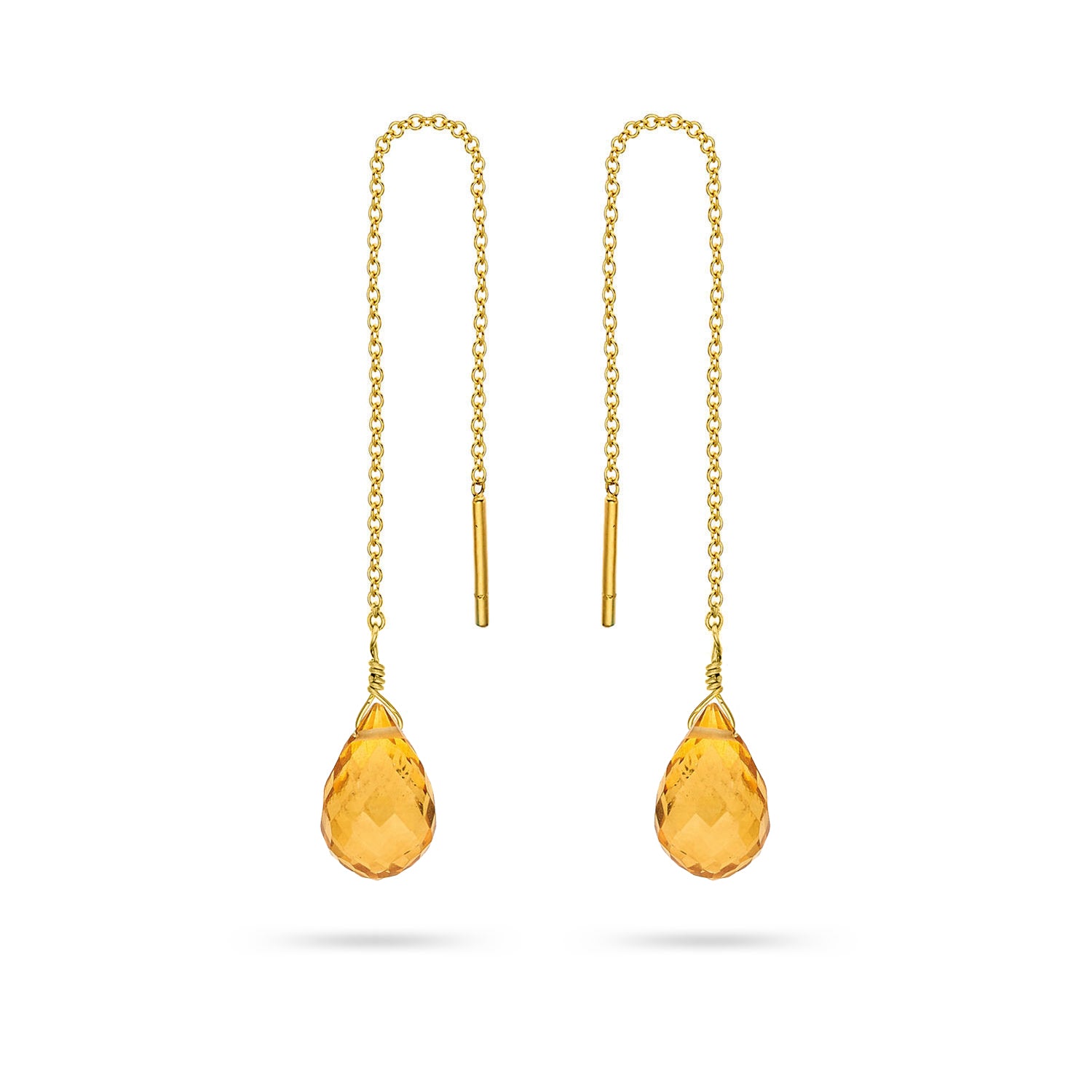 Σκουλαρίκια Mini Drops από χρυσό 18Κ με σιτρίν Εικόνα 1