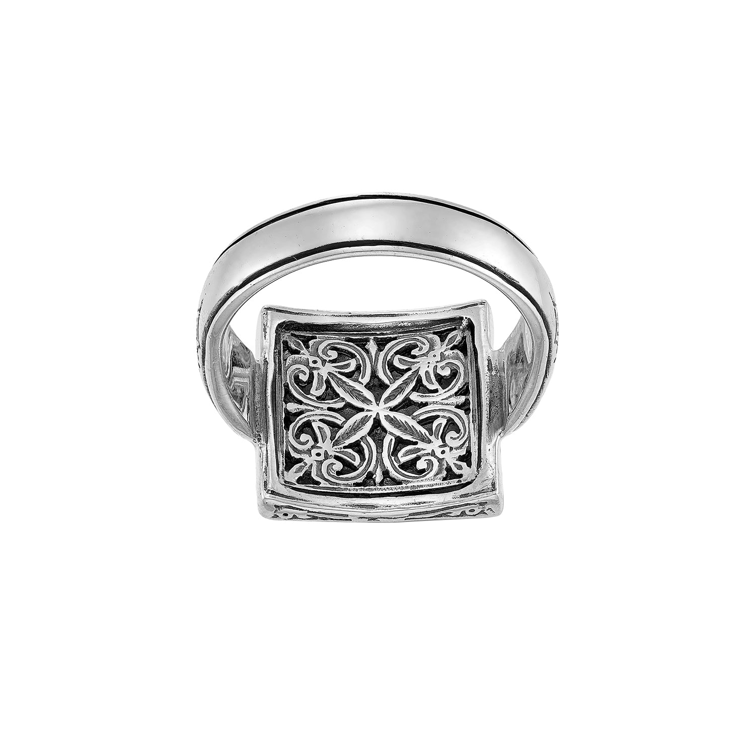 Χειροποίητο σκαλιστό δαχτυλίδι βυζαντινής τεχνοτροπίας από ασήμι και επιχρυσωμένο ασημί 925° με διάτρητο σχέδιο Εικόνα 2