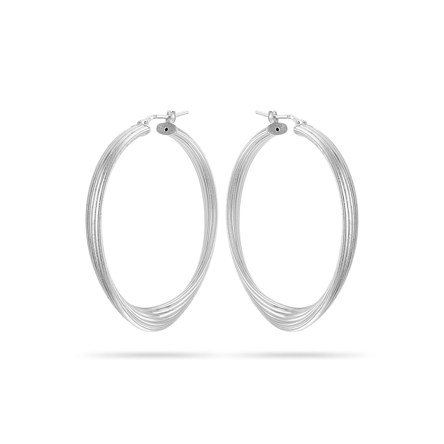 Σκουλαρίκια κρίκοι Reflections από επιροδιωμένο ασήμι 925° Εικόνα 1