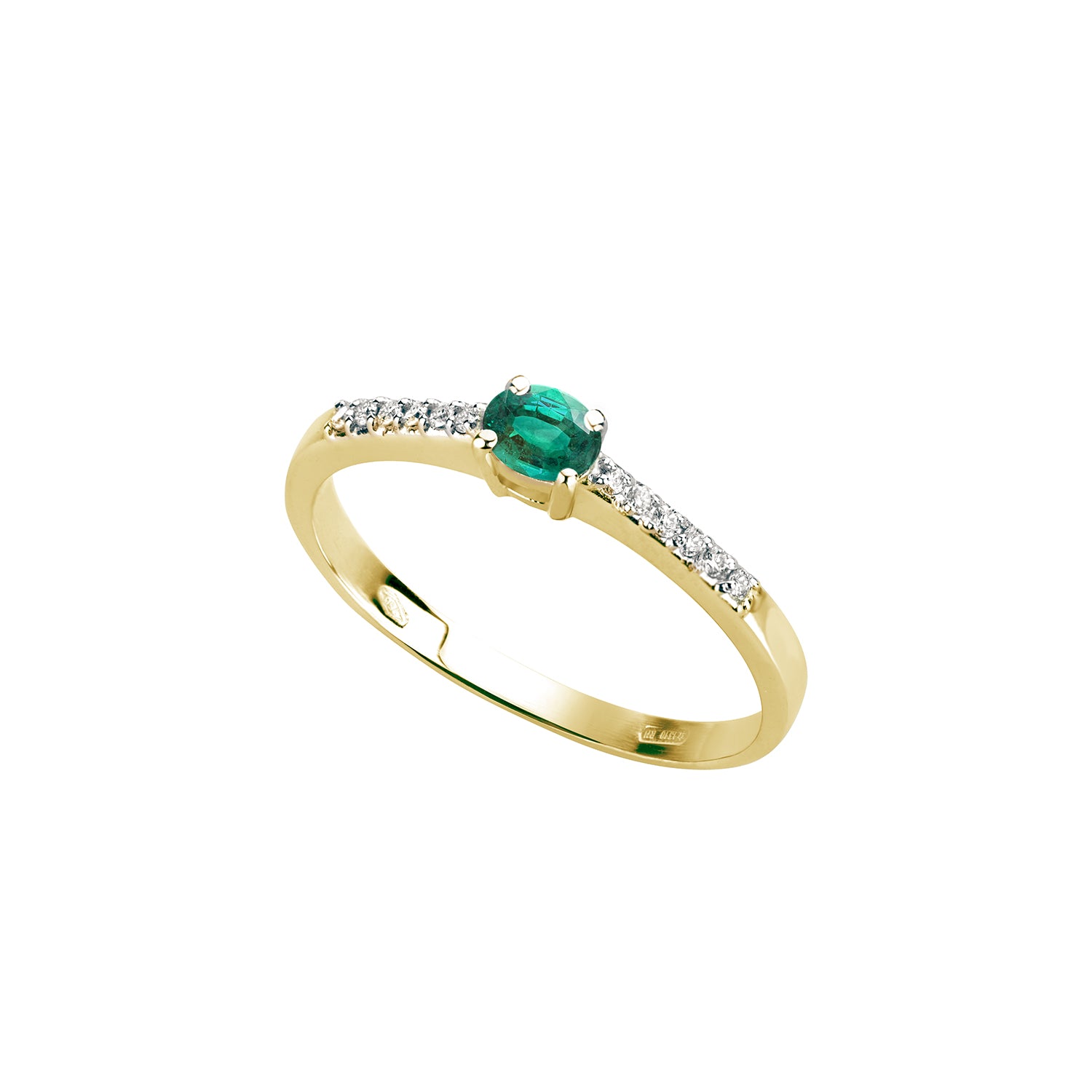 Δαχτυλίδι Gems από χρυσό 18K με σμαράγδι και διαμάντια μπριγιάν. Εικόνα 1