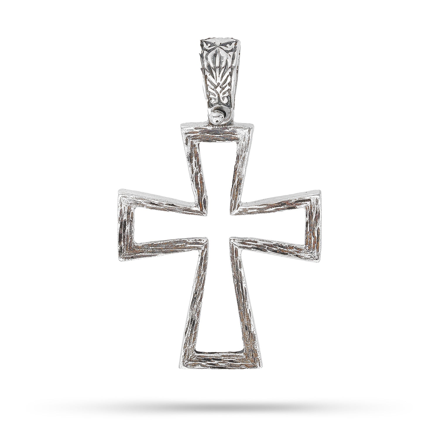 Χειροποίητος σκαλιστός Σταυρός βυζαντινής τεχνοτροπίας από επιροδιωμένο ασήμι 925° Εικόνα 1