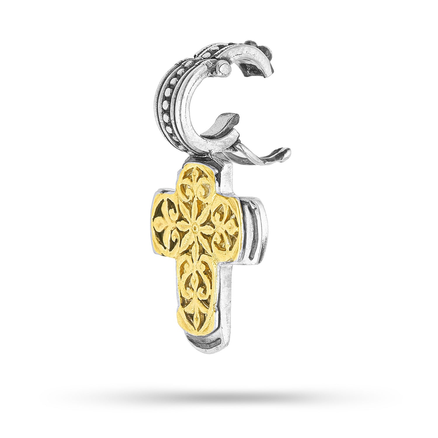 Χειροποίητος σκαλιστός Σταυρός βυζαντινής τεχνοτροπίας από ασήμι 925° επιχρυσωμένο και επιροδιωμένο Εικόνα 2