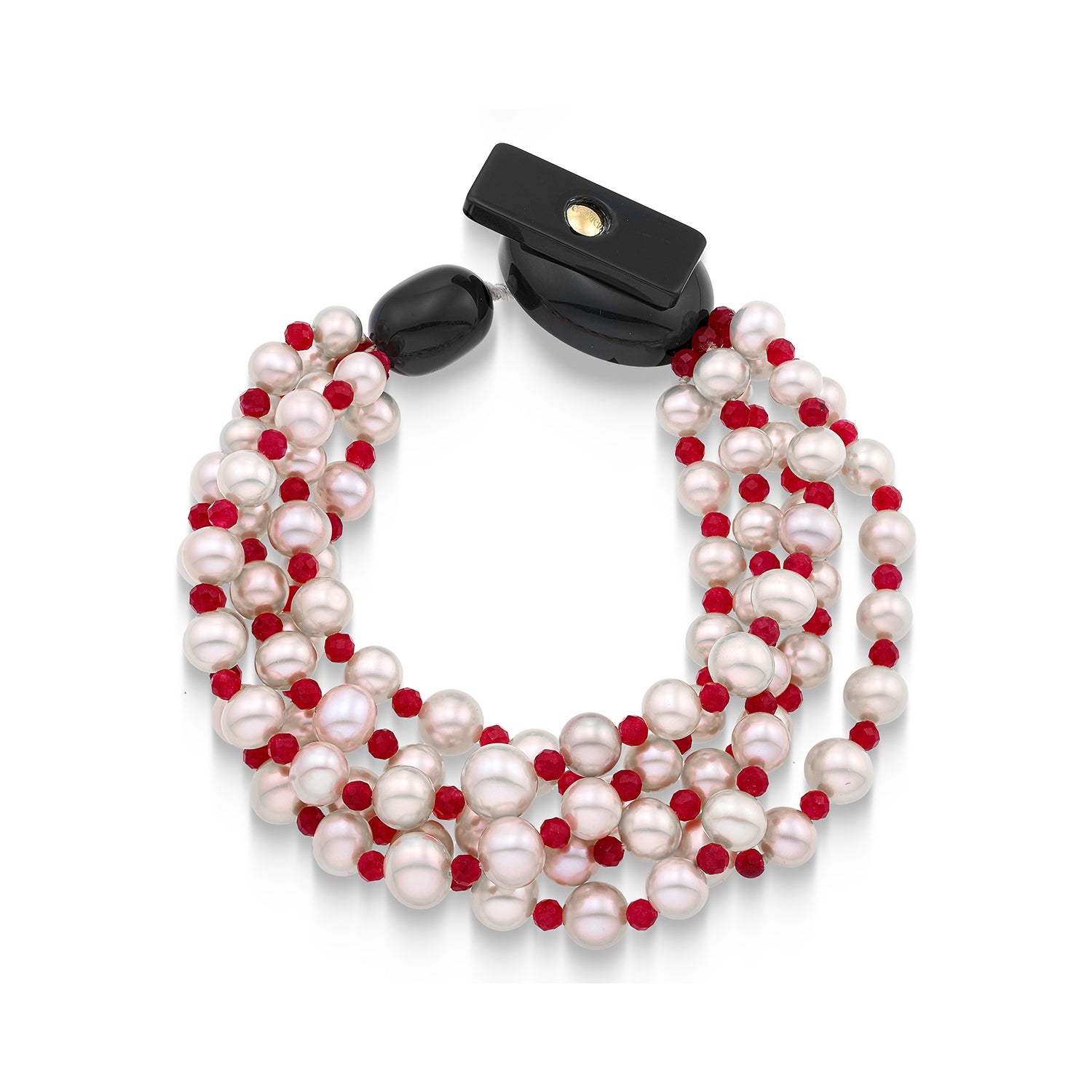 Βραχιόλι Rio από freshwater pearls και κόκκινο νεφρίτη Εικόνα 1