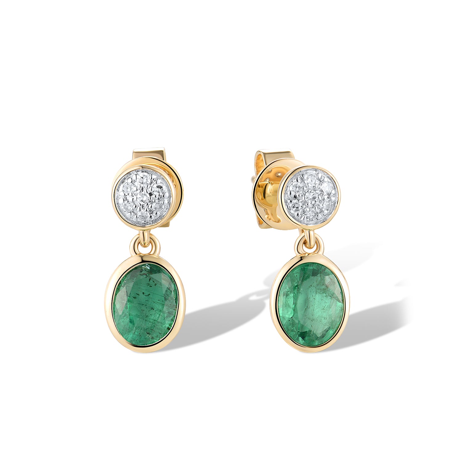 Σκουλαρίκια Secret Garden από χρυσό 14K με σμαράγδι και διαμάντια μπριγιάν Εικόνα 1