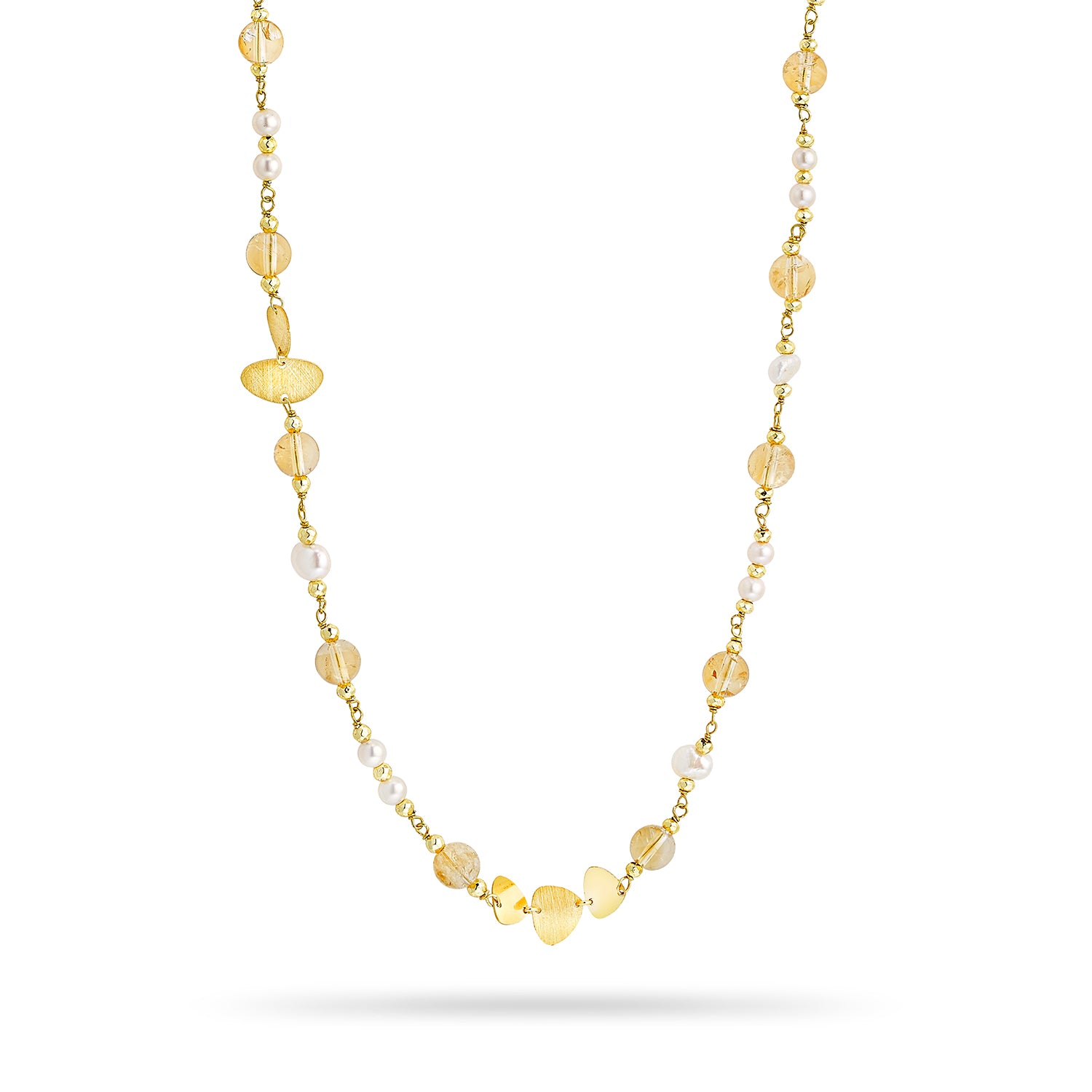 Κολιέ Amalfi από επιχρυσωμένο ασήμι 925° με σιτρίν και freshwater pearls Εικόνα 1