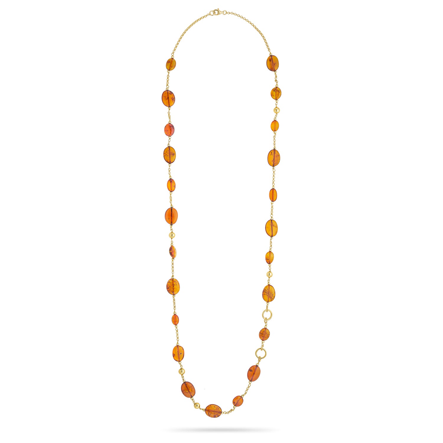 Κολιέ Amalfi από επιχρυσωμένο ασήμι 925° με κεχριμπάρι Εικόνα 2