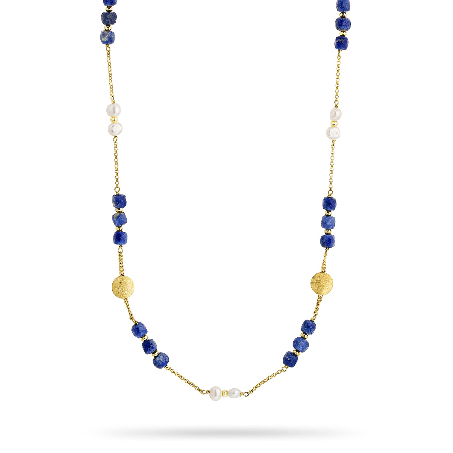 Κολιέ Amalfi από επιχρυσωμένο ασήμι 925° με σοδαλίτη και freshwater pearls Εικόνα 1