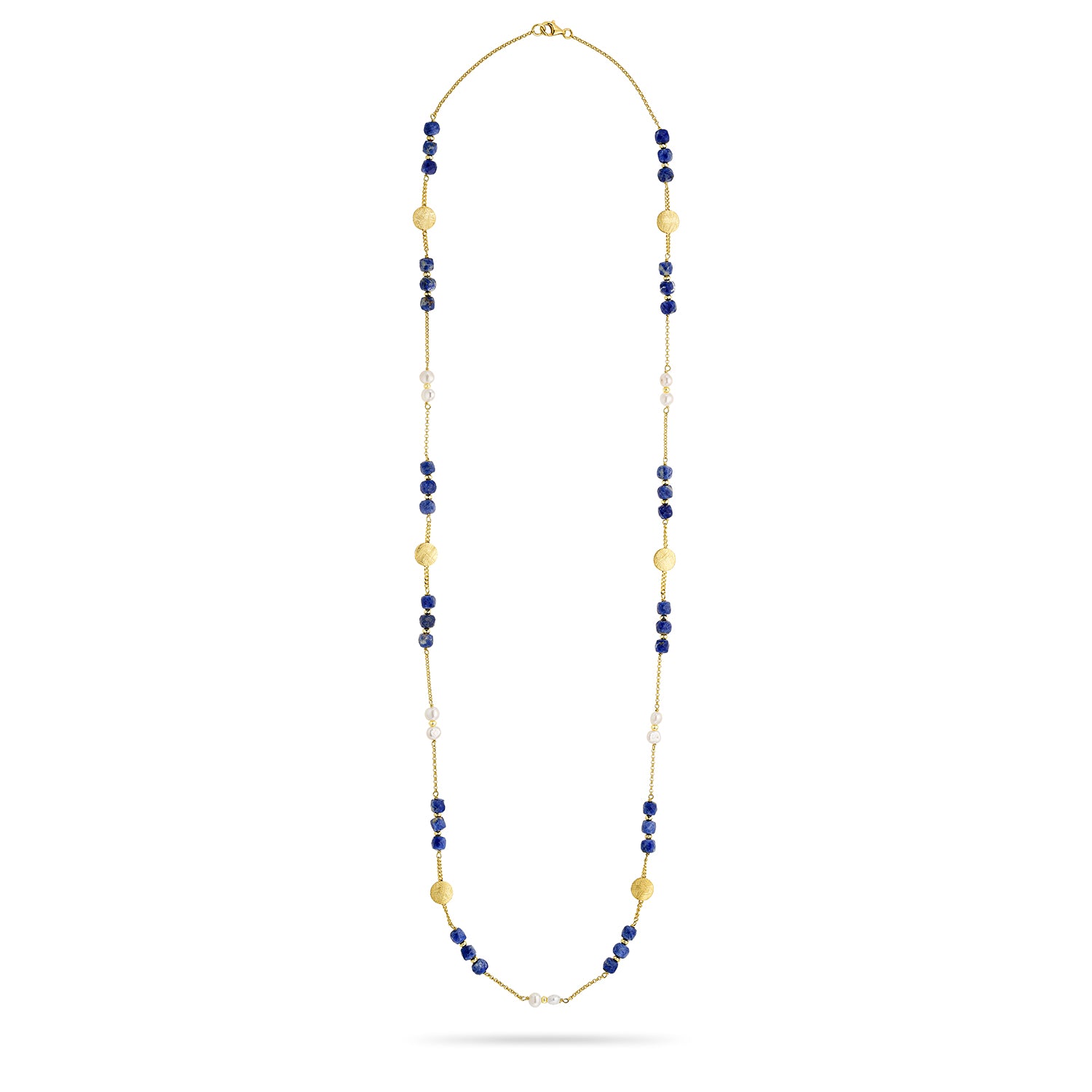 Κολιέ Amalfi από επιχρυσωμένο ασήμι 925° με σοδαλίτη και freshwater pearls Εικόνα 2