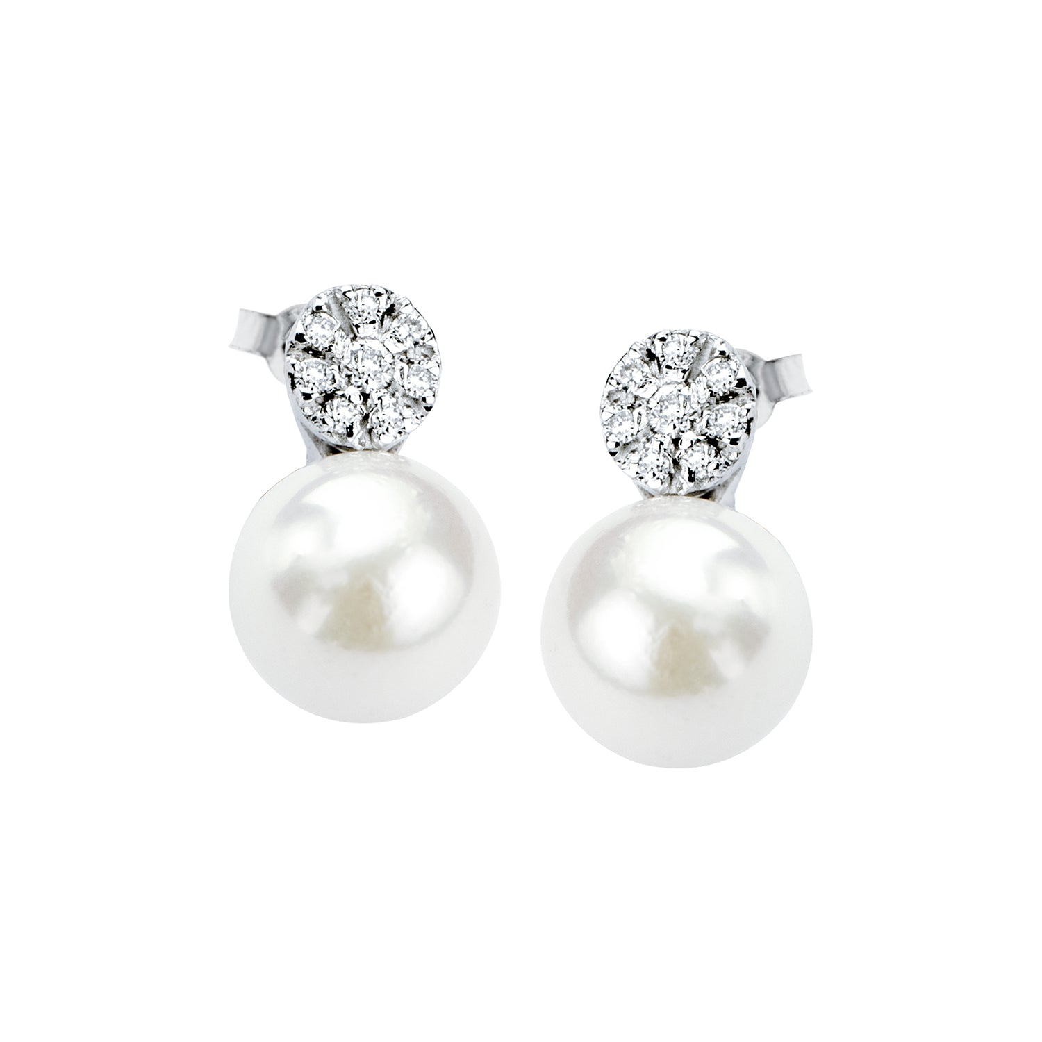Σκουλαρίκια Pearls από λευκό χρυσό 18K με freshwater pearls και διαμάντια μπριγιάν Εικόνα 1