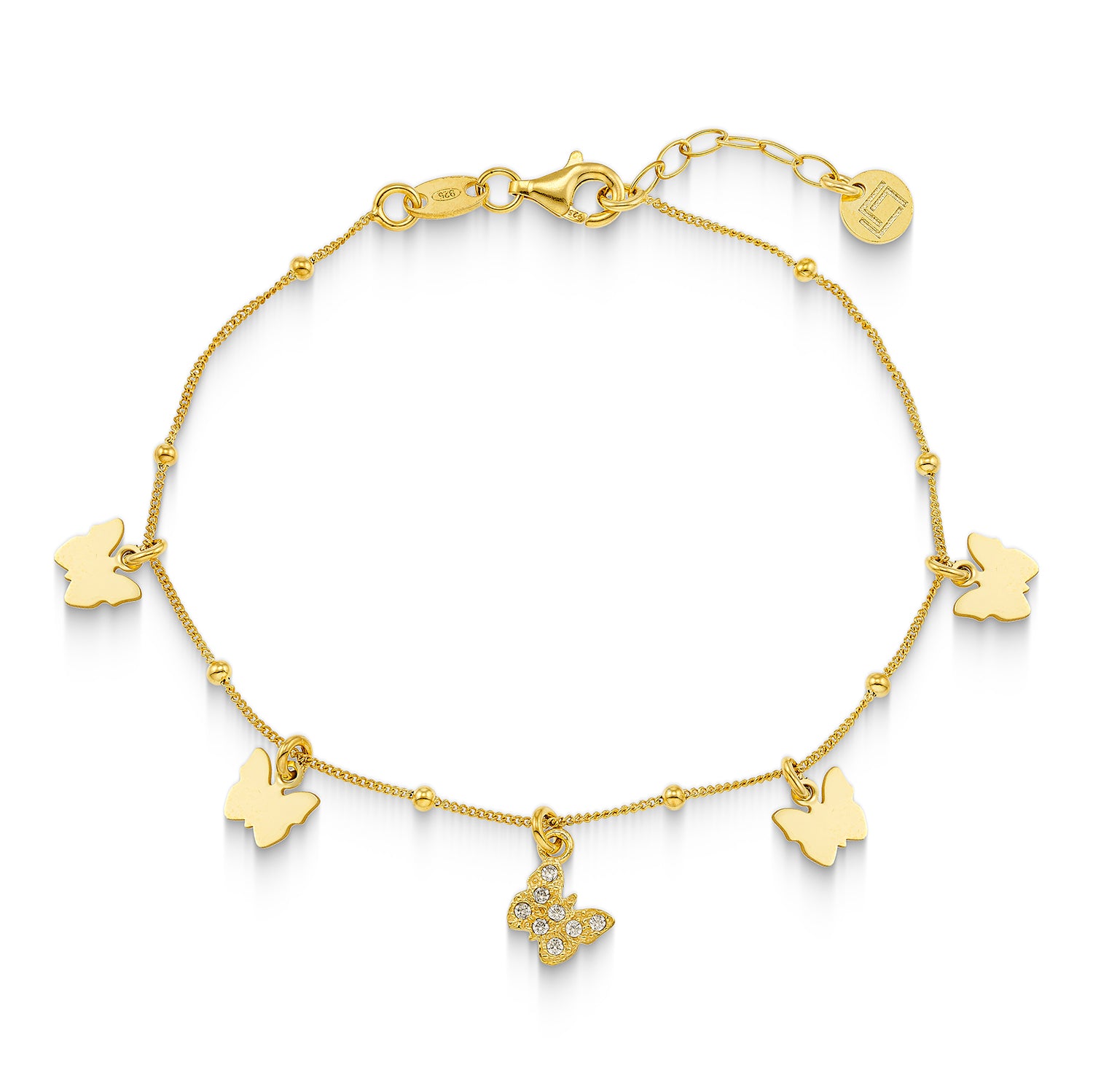 Βραχιόλι Symbols Πεταλούδα από επιχρυσωμένο ασήμι 925° με ζιργκόν Εικόνα 1