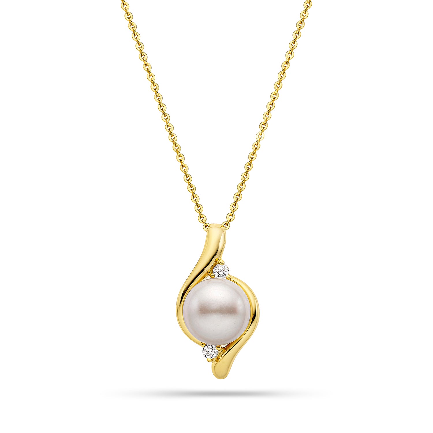 Κολιέ Pearls από επιχρυσωμένο ασήμι 925° με freshwater pearl και ζιργκόν Εικόνα 1