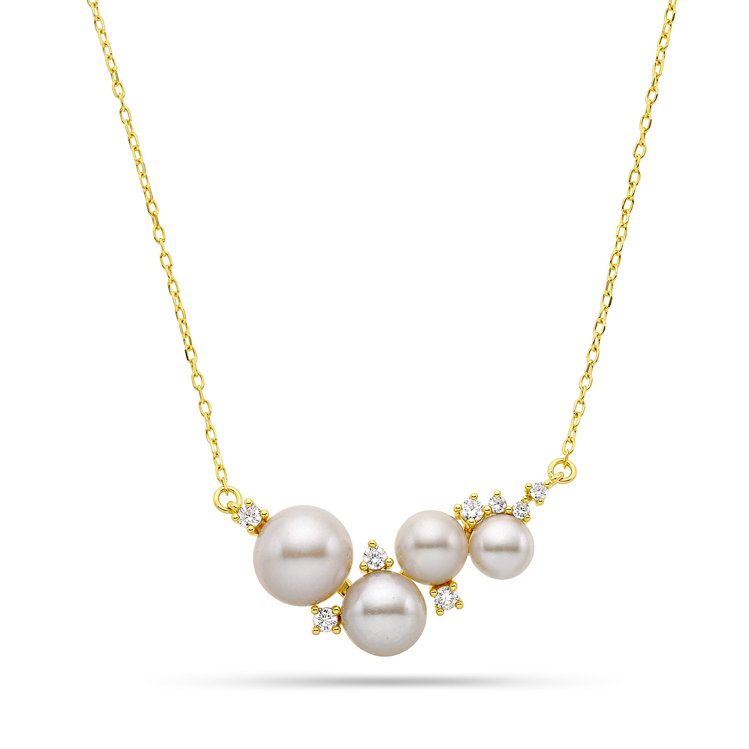 Κολιέ Pearls από επιχρυσωμένο ασήμι 925° με freshwater pearsl και ζιργκόν Εικόνα 1