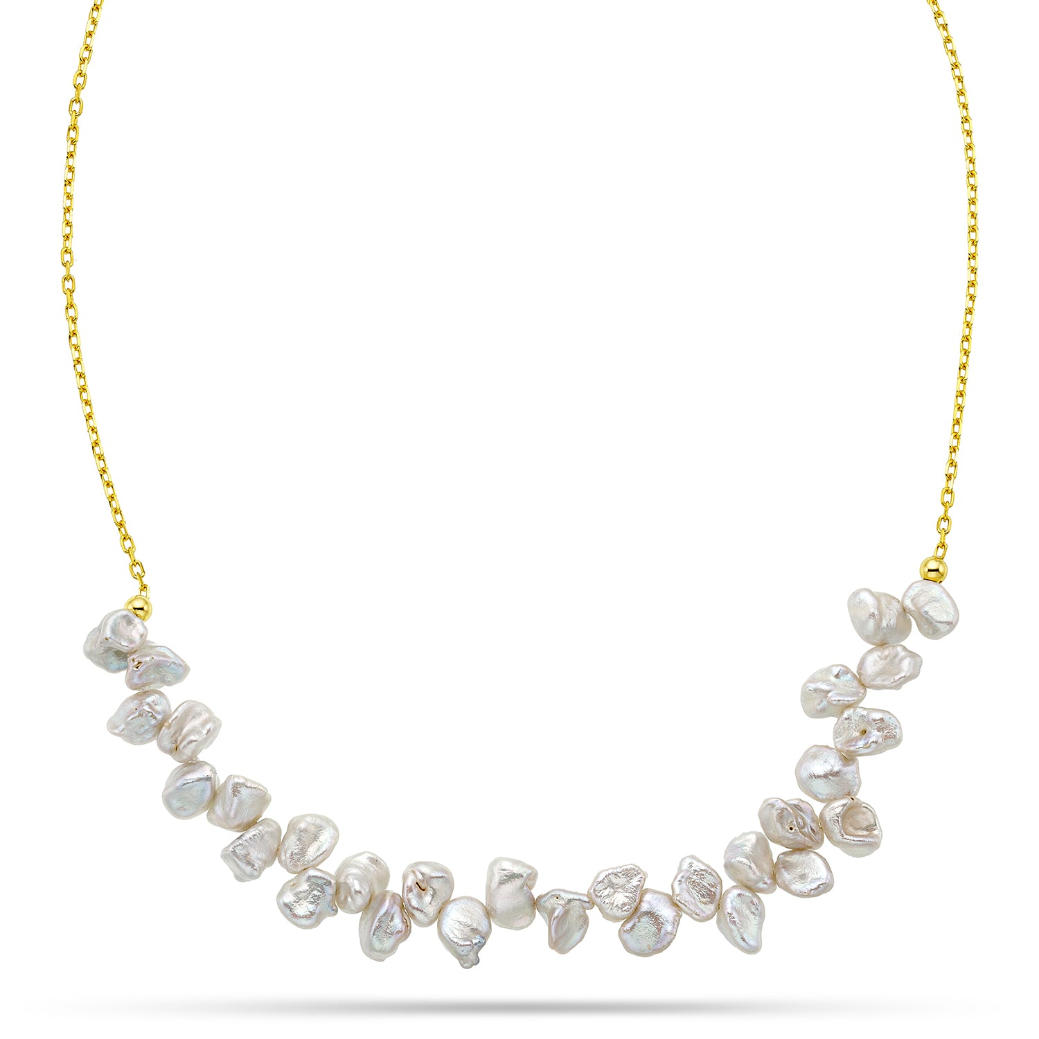 Κολιέ Pearls από επιχρυσωμένο ασήμι 925° με μαργαριτάρια μπαρόκ Εικόνα 2