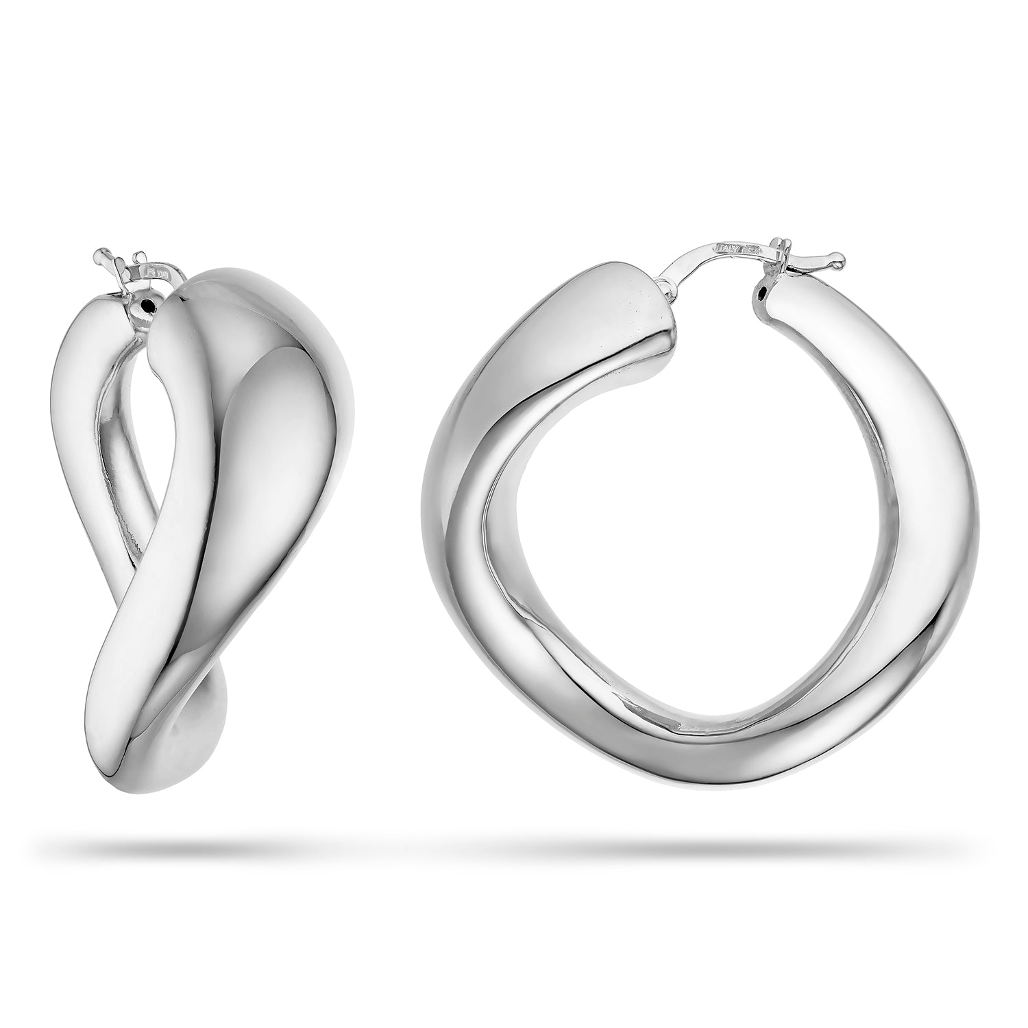 Σκουλαρίκια κρίκοι Reflections από επιροδιωμένο ασήμι 925° Εικόνα 1