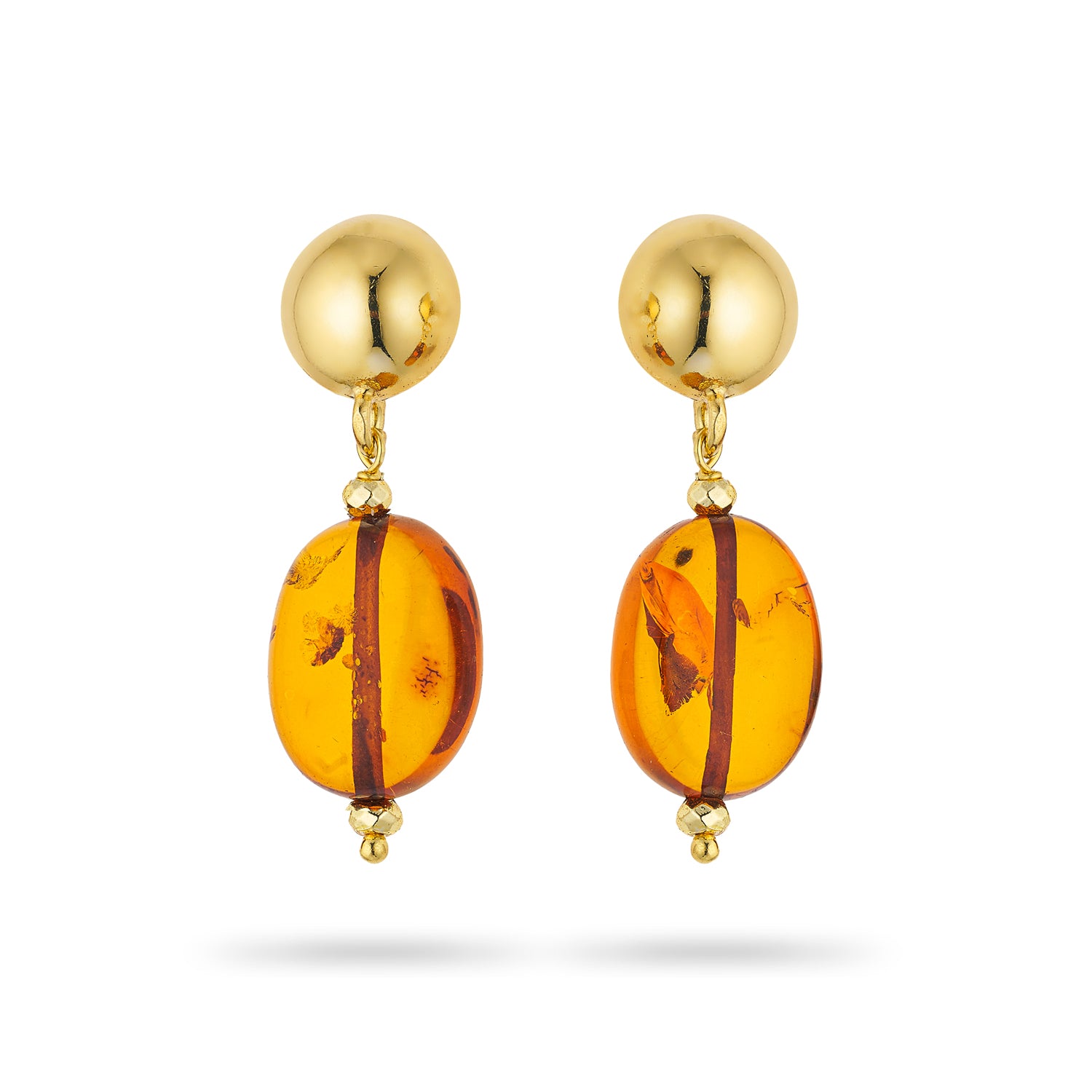 Σκουλαρίκια Amalfi από επιχρυσωμένο ασήμι 925° με κεχριμπάρι Εικόνα 1