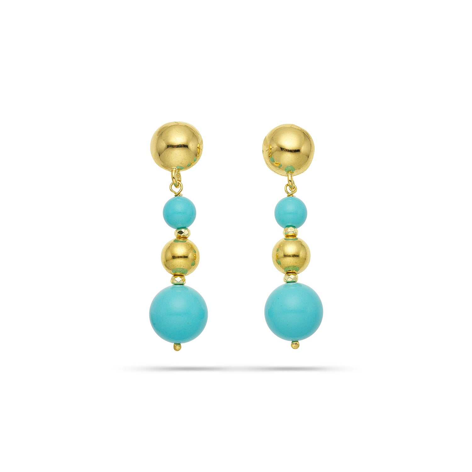 Σκουλαρίκια Amalfi από επιχρυσωμένο ασήμι 925° με τιρκουάζ Εικόνα 1