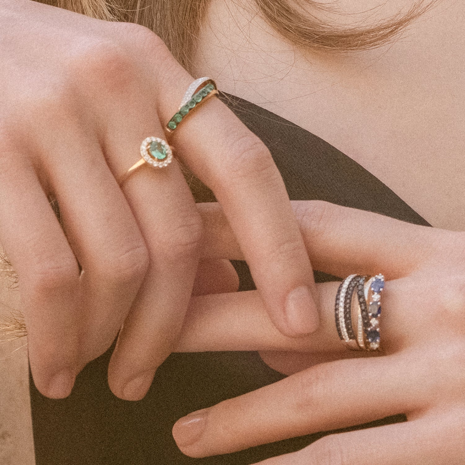 Δαχτυλίδι Gems από χρυσό 18K με σμαράγδι και διαμάντια μπριγιάν Εικόνα 2