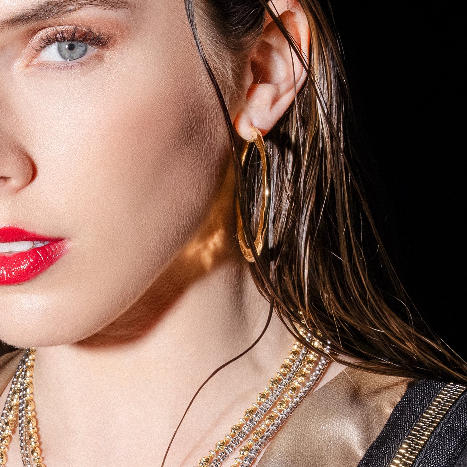 Σκουλαρίκια κρίκοι Reflections από επιχρυσωμένο ασήμι 925° Εικόνα 3