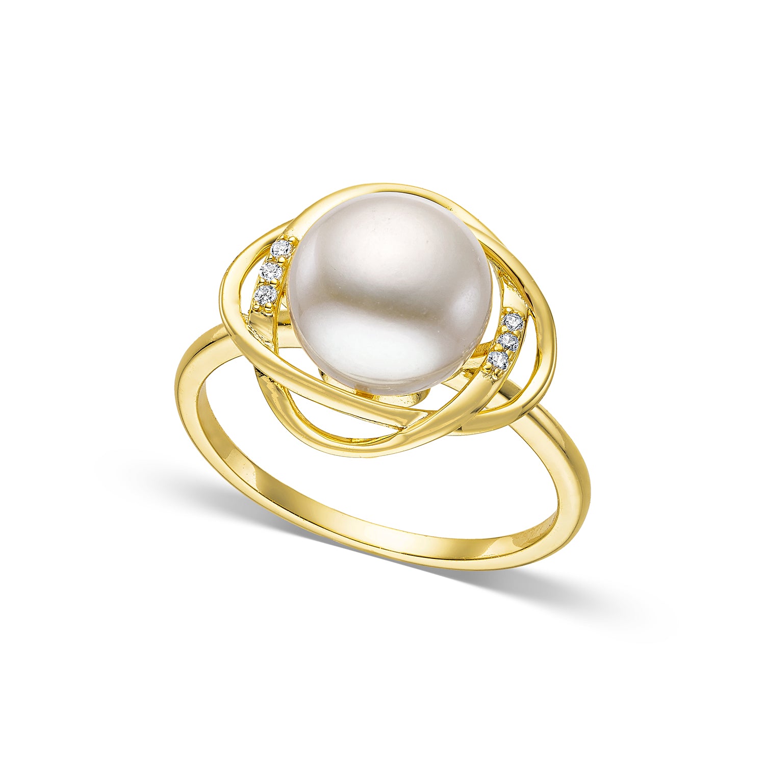 Δαχτυλίδι Pearls από επιχρυσωμένο ασήμι 925° με freshwater pearl και ζιργκόν Εικόνα 1