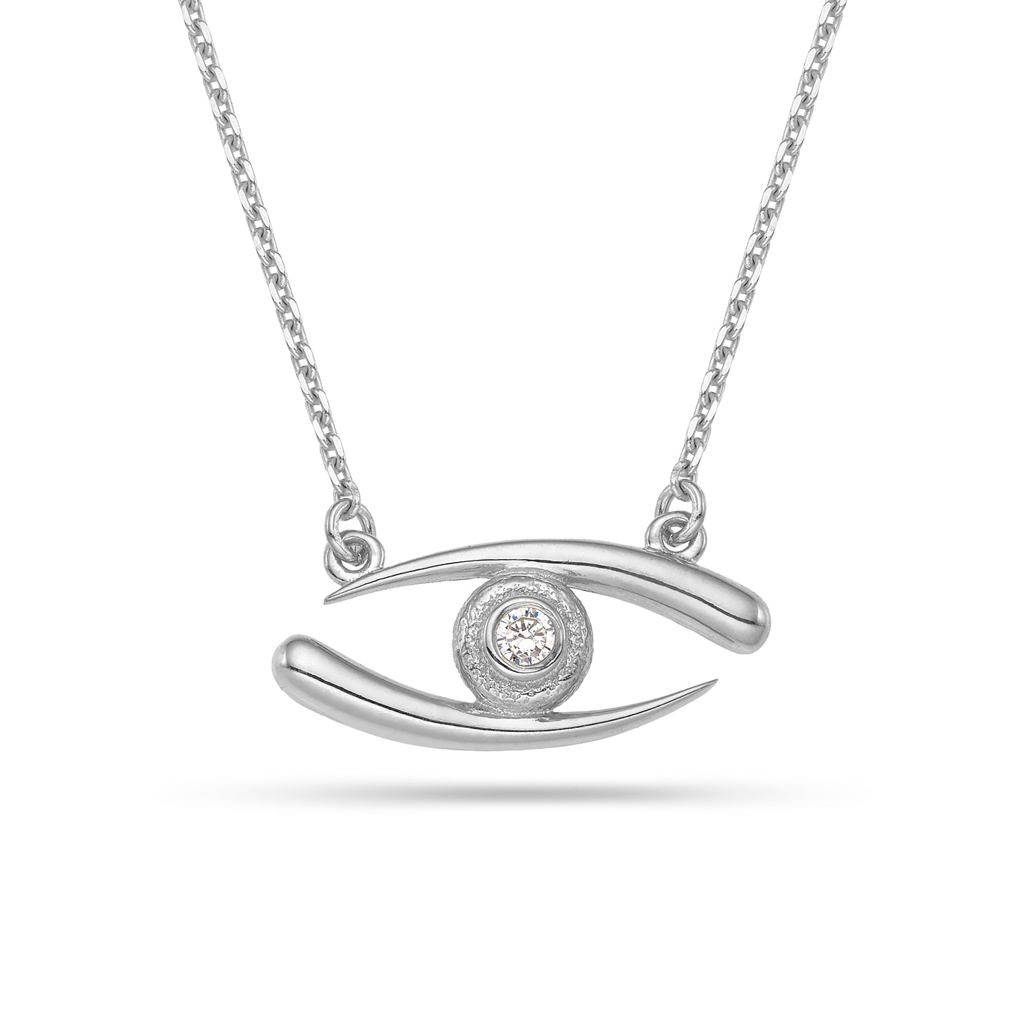 Κολιέ Γούρι μάτι από επιροδιωμένο ασήμι 925° με ζιργκόν Εικόνα 2