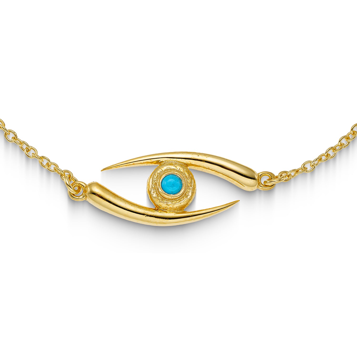 Βραχιόλι Γούρι μάτι από επιχρυσωμένο ασήμι 925° με τυρκουάζ Εικόνα 2