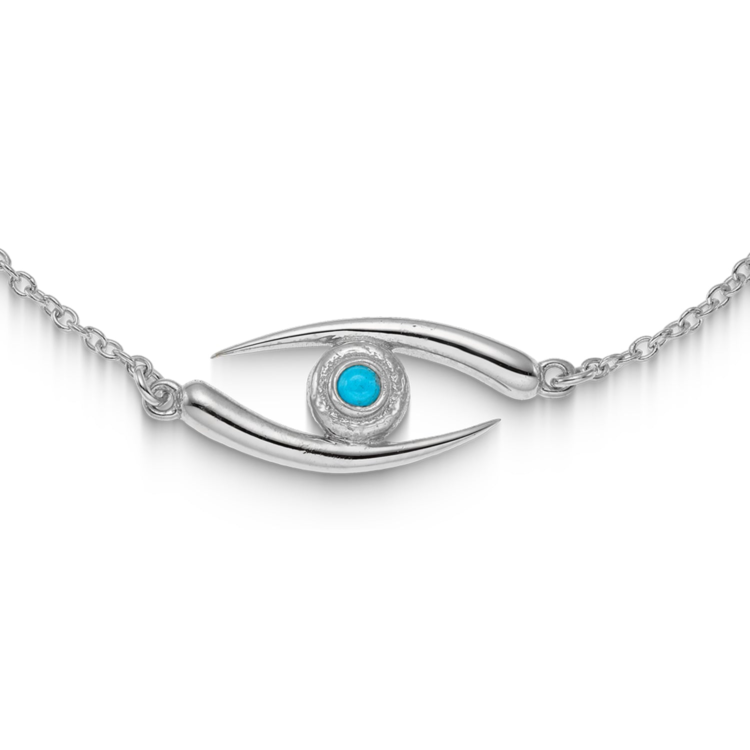 Βραχιόλι Γούρι μάτι από επιροδιωμένο ασήμι 925° με τυρκουάζ Εικόνα 2