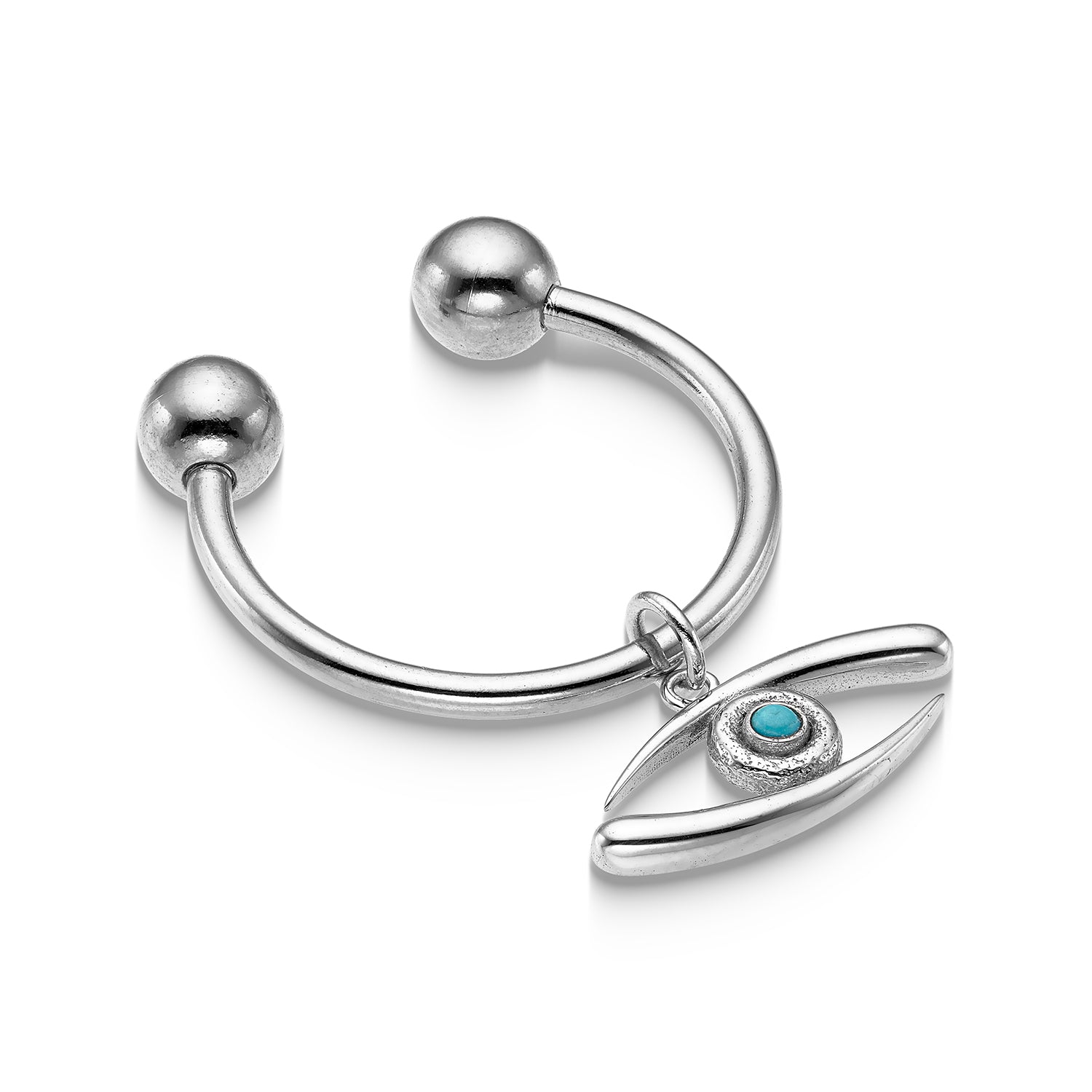 Μπρελόκ Γούρι μάτι από επιροδιωμένο ορείχαλκο με τυρκουάζ Εικόνα 1