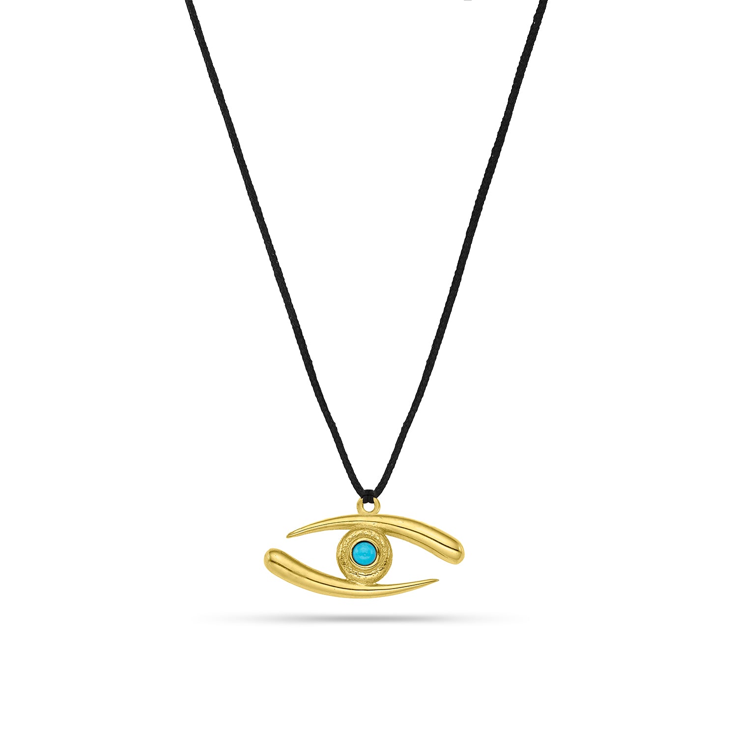 Γούρι 2026 Gaze απο επιχρυσωμένο ορείχαλκο και τυρκουάζ με κορδόνι Εικόνα 1